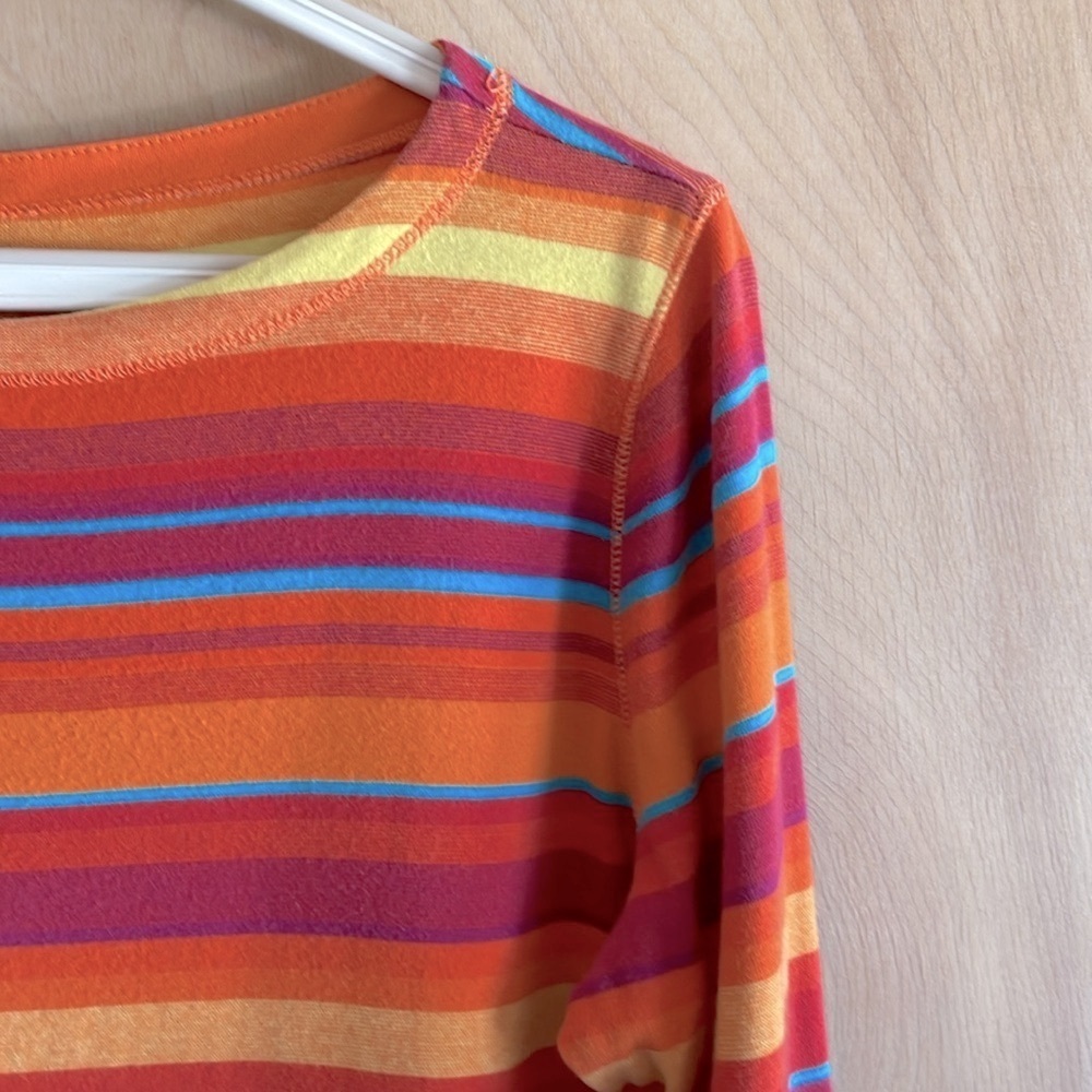 Lauren Jeans Ralph Lauren Women’s Cotton Stripe Top Multicolor 3/4 Sleeve Sz L